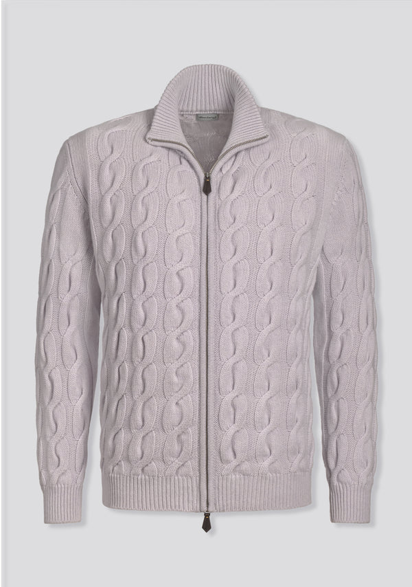 Sartorio Pearl Grey Patterned Zip Pullover