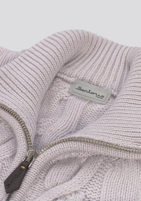 Sartorio Pearl Grey Patterned Zip Pullover