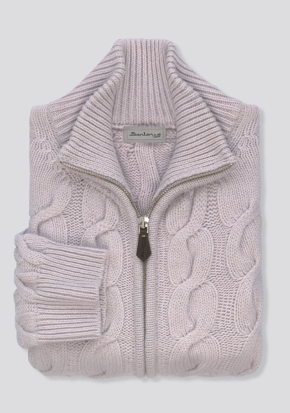 sartorio Pearl Grey Patterned Zip Pullover