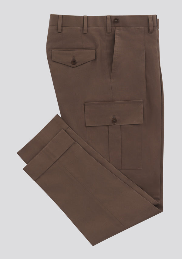 Sartorio Savannah Brown Cotton Cargo Trousers