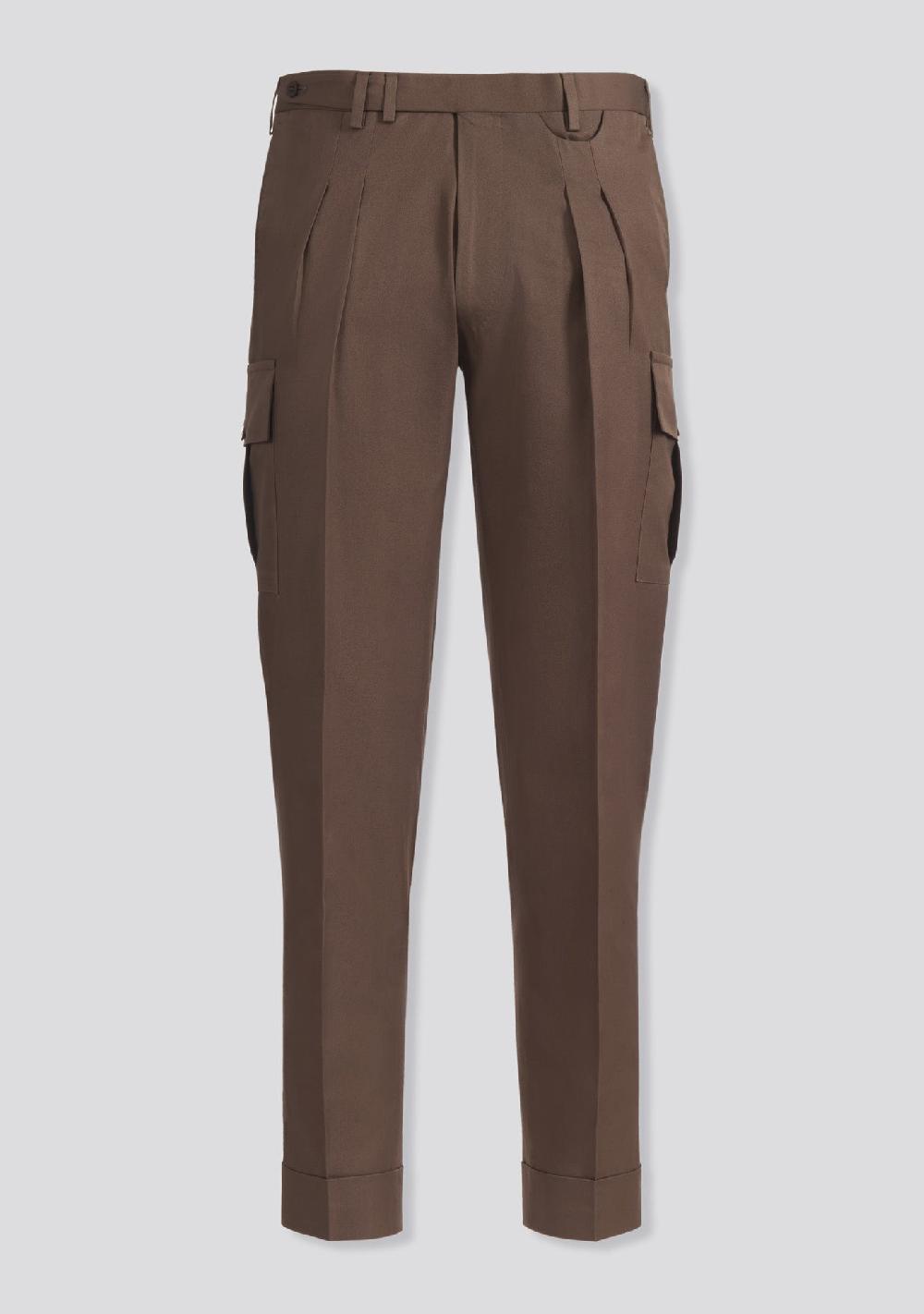 sartorio Savannah Brown Cotton Cargo Trousers