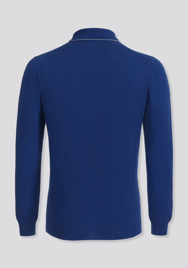 Sartorio Sea Blue Long Sleeve Knit Polo