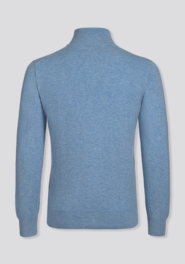 Sartorio Sky Blue Blended Cashmere Zip Pullover
