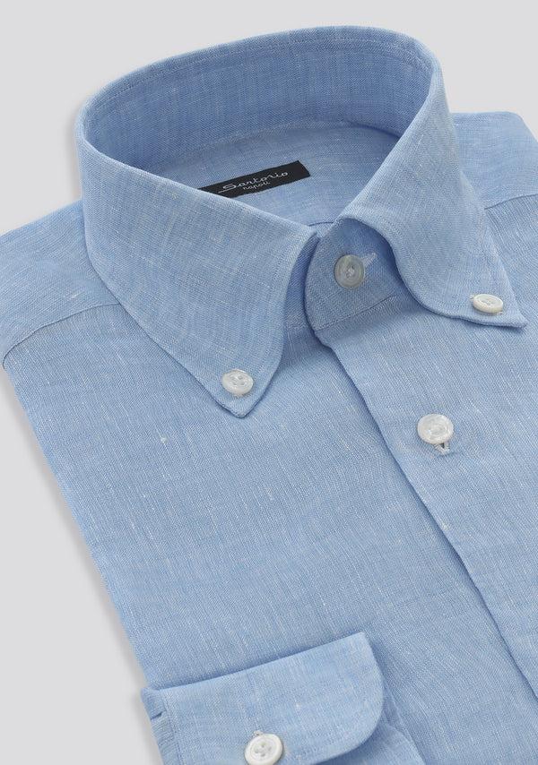Sartorio Sky Blue Button Down Linen Shirt