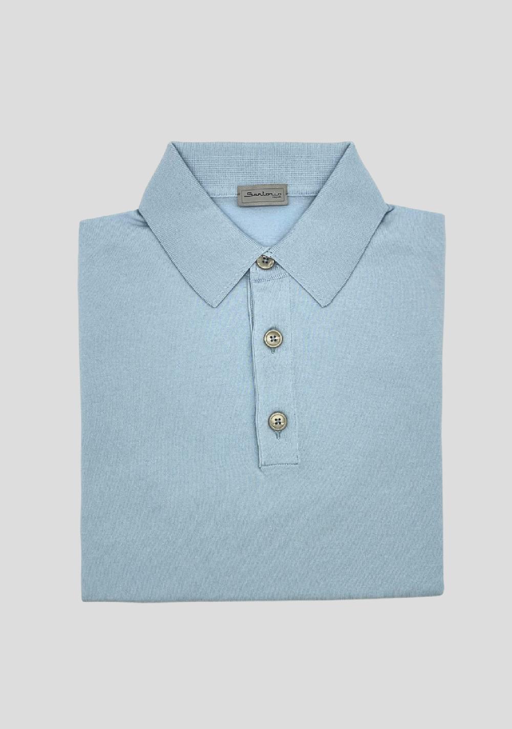 sartorio Sky Blue Short Sleeve Cotton Polo Shirt