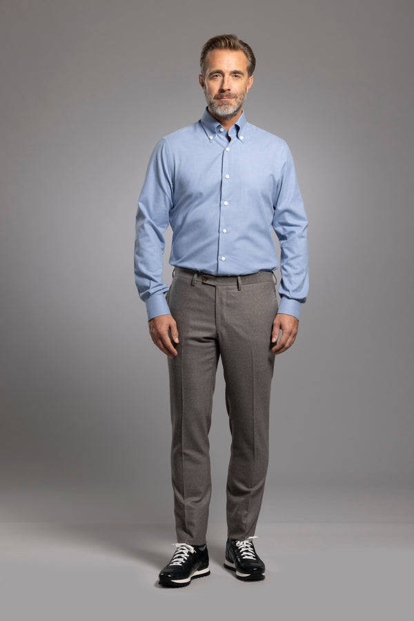 Sartorio Steel Grey Wool Flannel Trousers