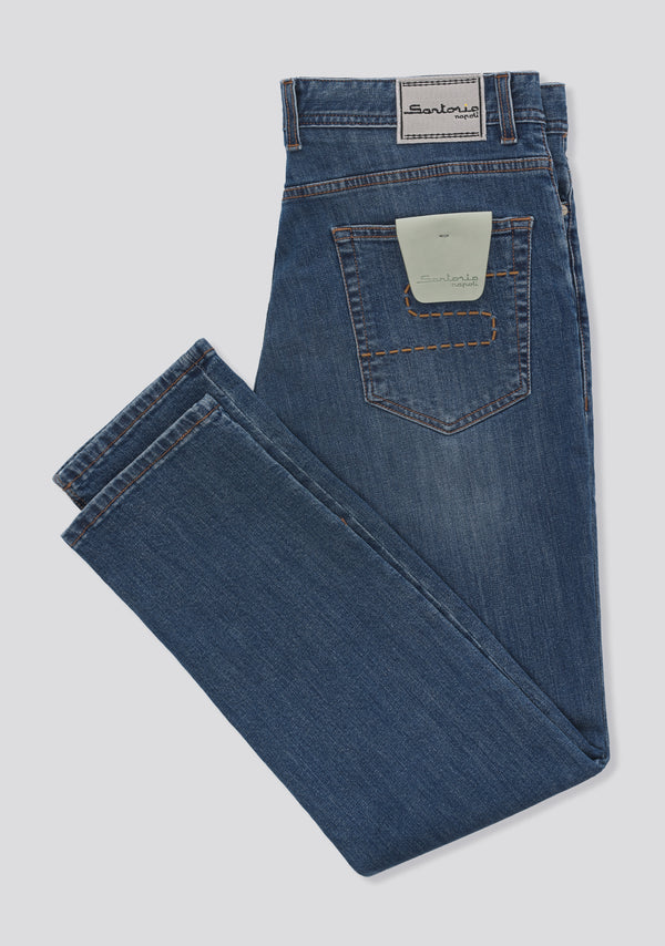 Sartorio Washed Blue Regular Fit Jeans