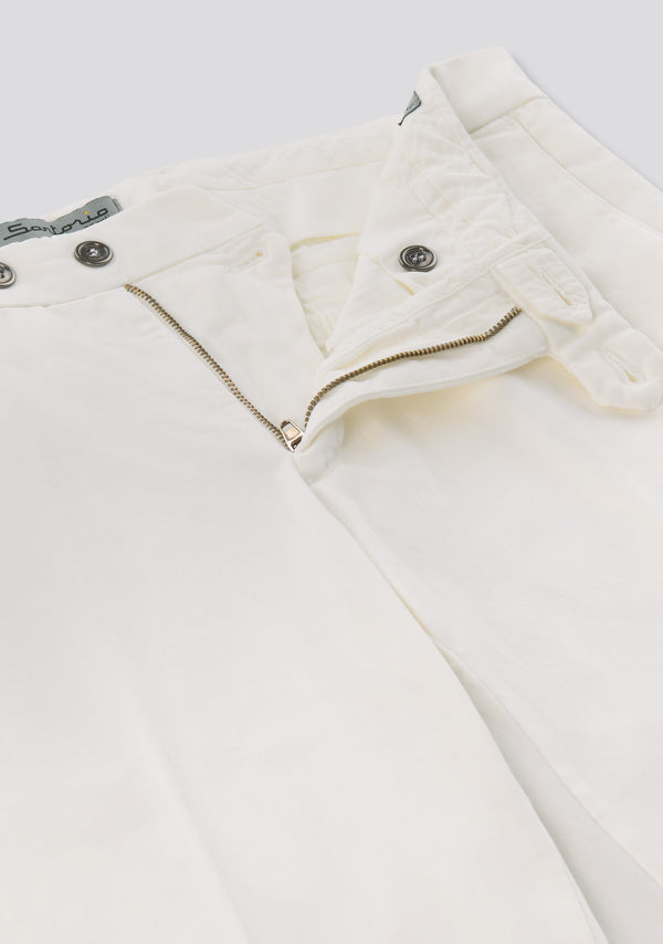 Sartorio White Cotton Chino Pants
