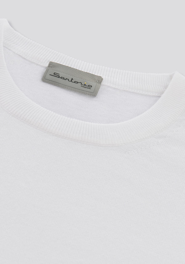 Sartorio White Knit Cotton T-Shirt