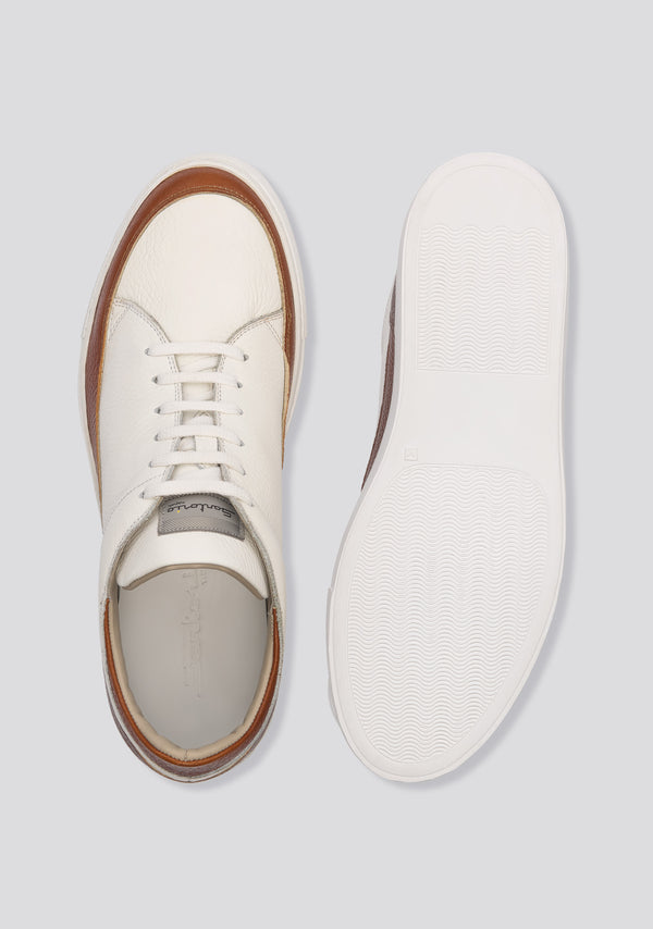 Sartorio White Low Top Leather Sneakers