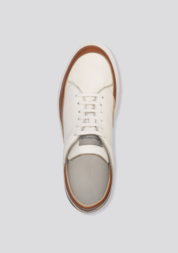 Sartorio White Low Top Leather Sneakers
