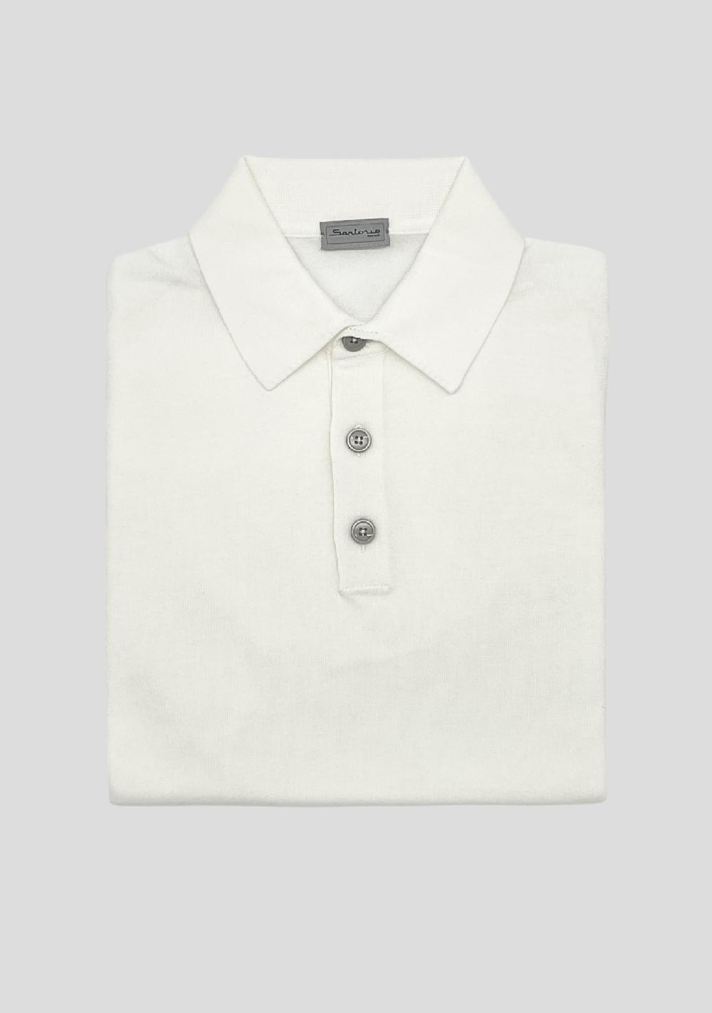 sartorio White Short Sleeve Cotton Polo Shirt
