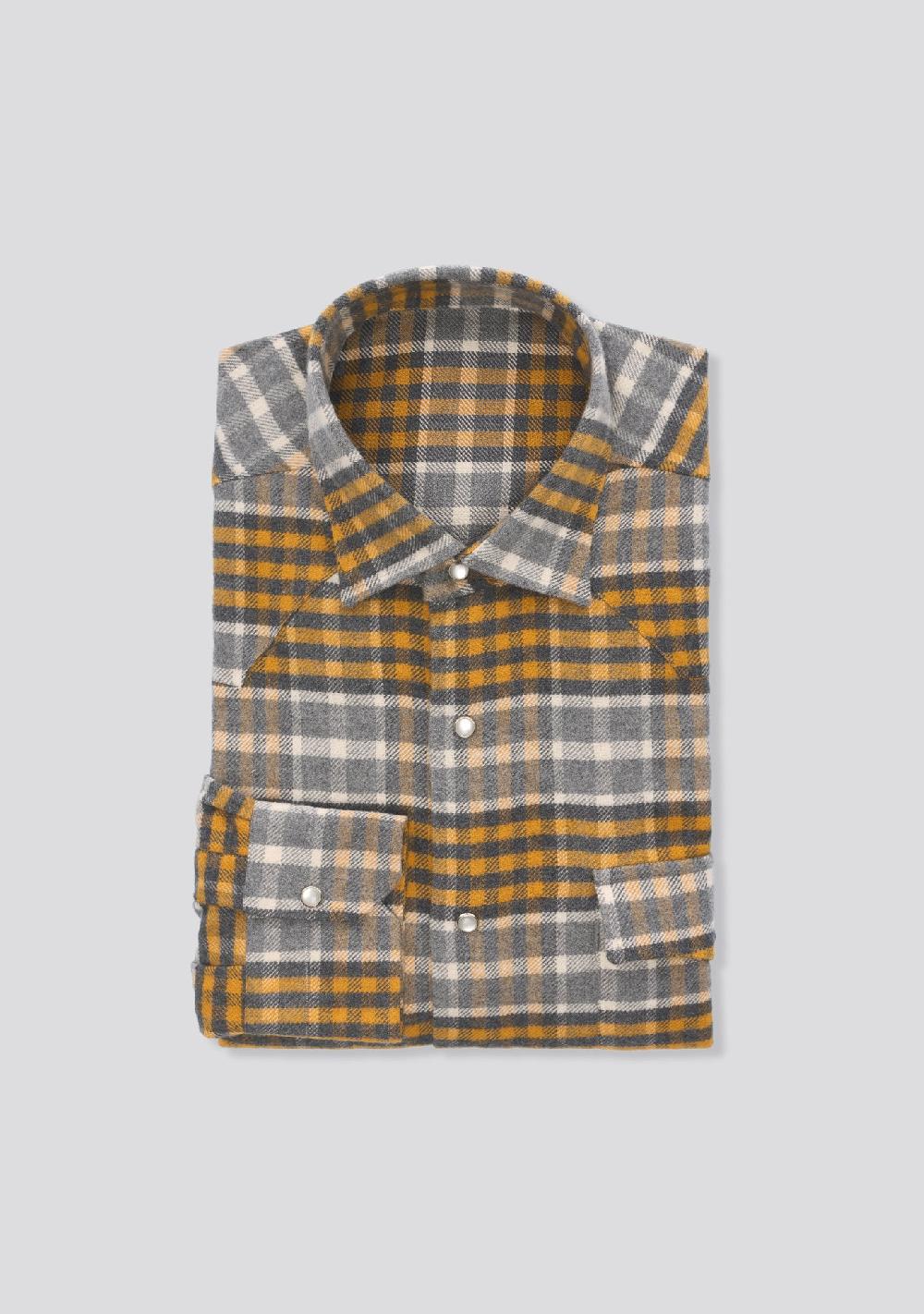 sartorio Yellow and Grey Check Texas Cotton Shirt