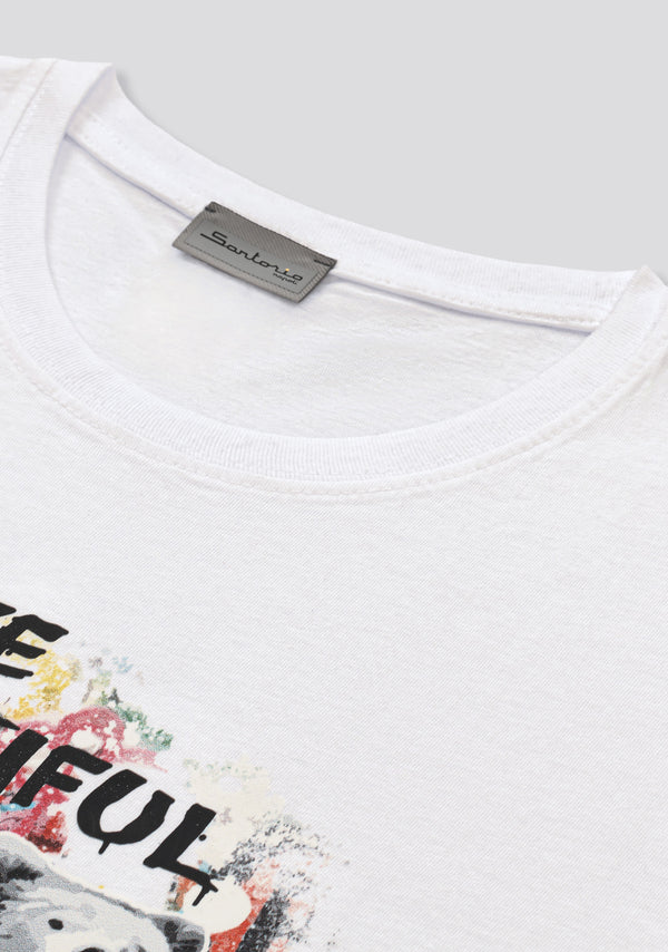 Sartorio Short Sleeve White Cotton T-Shirt With Print