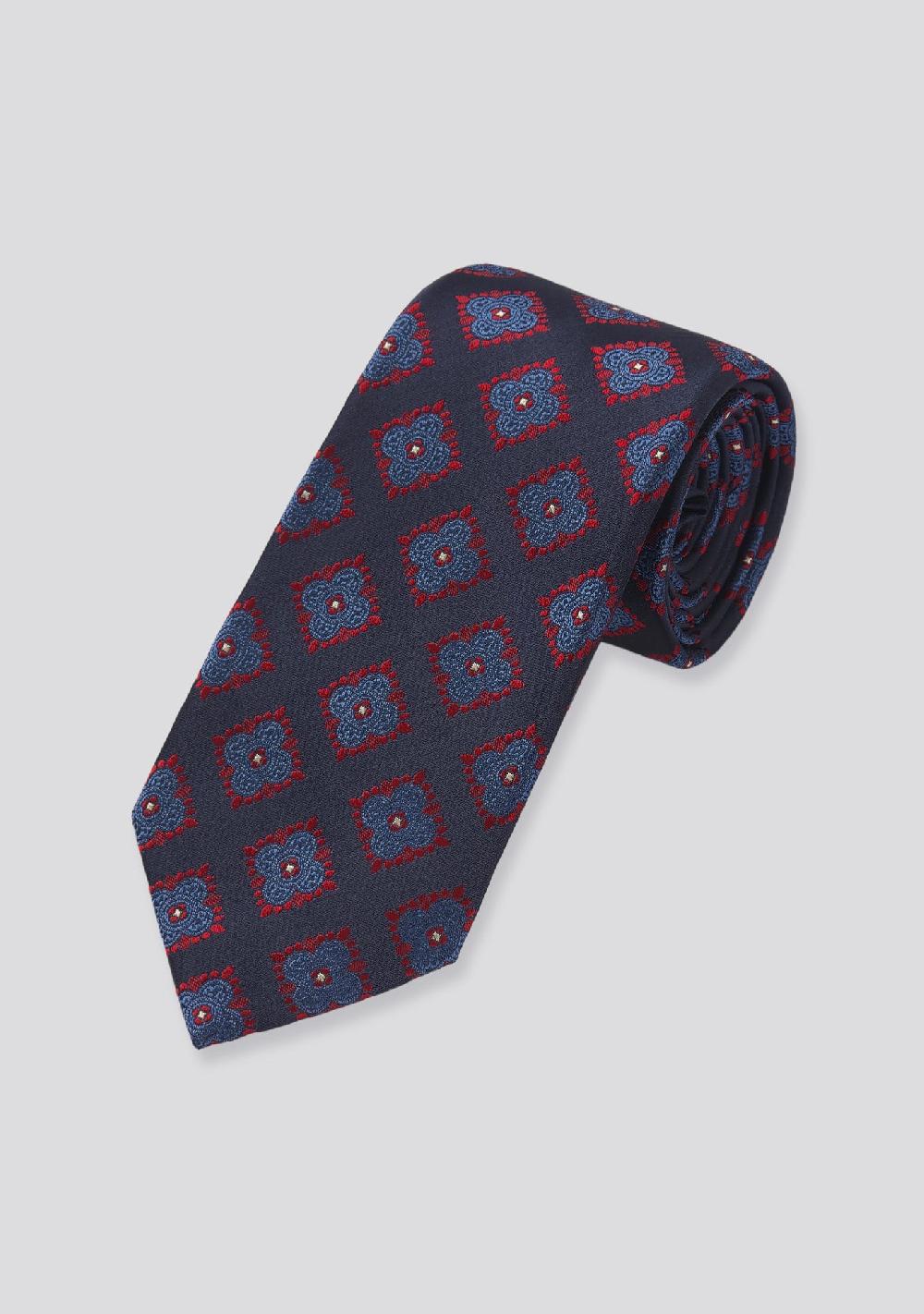 sartorio Space Blue Silk Tie With a Blue Tint and Rectangular Pattern