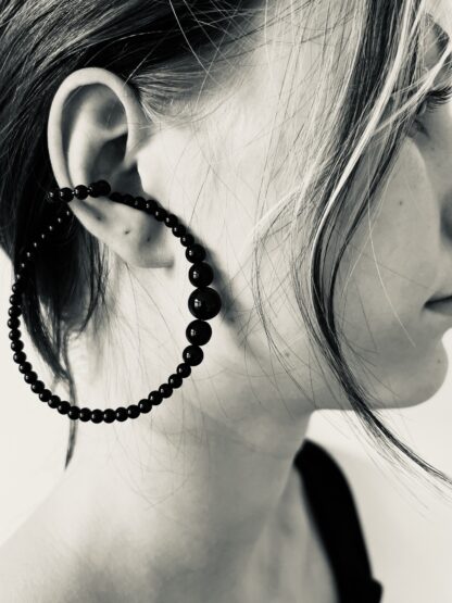 Saskia Diez Big Drop Black Double Earcuff