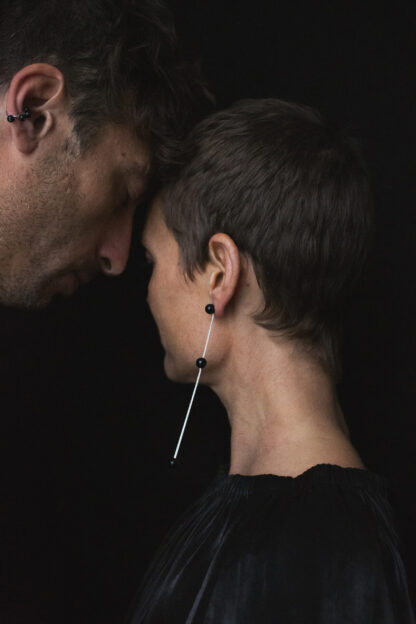 saskia diez black 3 Drop earring
