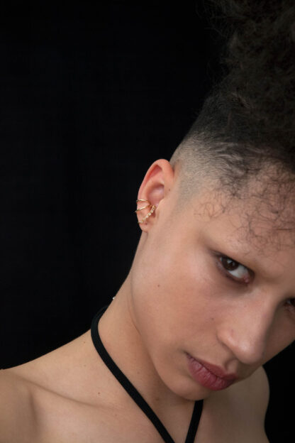 Saskia Diez BOLDWIRE Triple Earcuff With Diamonds