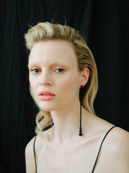 Saskia Diez Long Drop Black Earrings