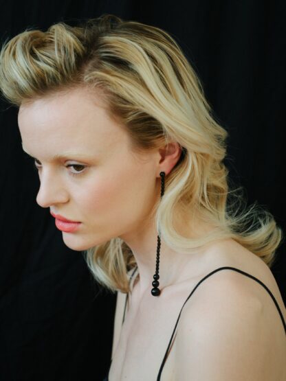 Saskia Diez Long Drop Black Earrings