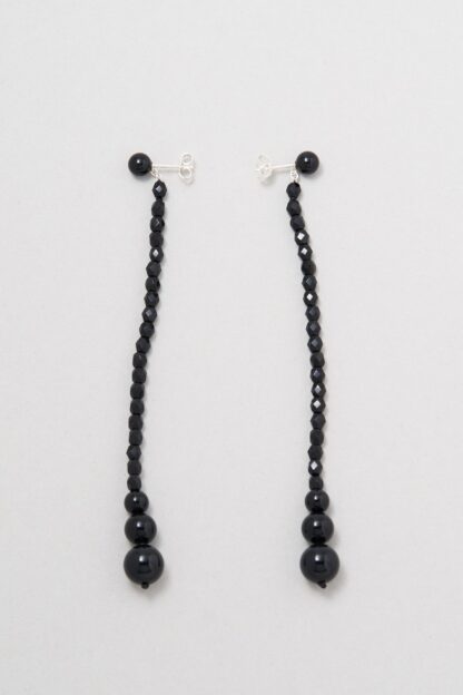 Saskia Diez Long Drop Black Earrings