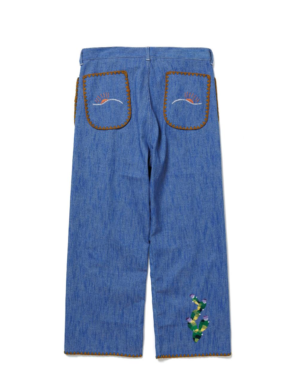 Sasquatchfabrix. FLARE DENIM PANTS “MEXICAN EMBROIDERY” 25SS-PA9-011