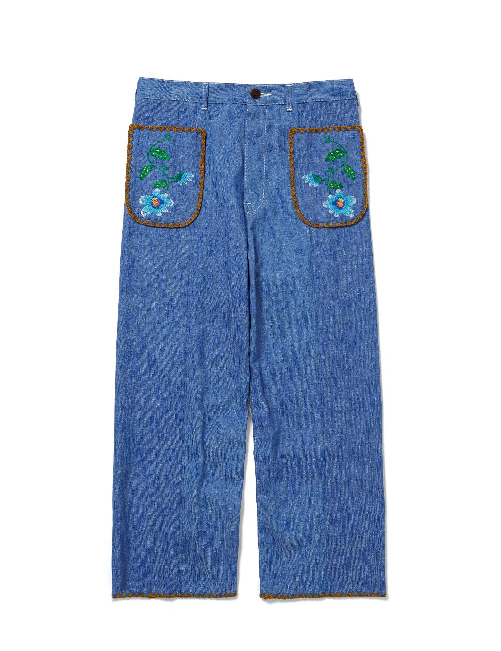 sasquatchfabrix. FLARE DENIM PANTS “MEXICAN EMBROIDERY” 25SS-PA9-011