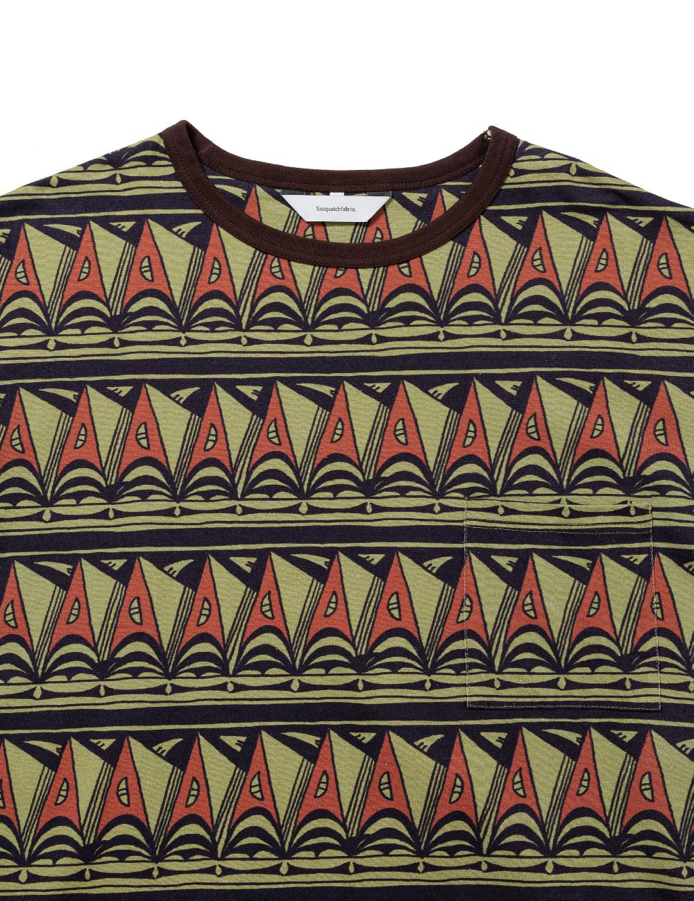 Sasquatchfabrix. H/S POCKET T-SHIRT “PRIMITIVE BORDER” 25SS-CST-002