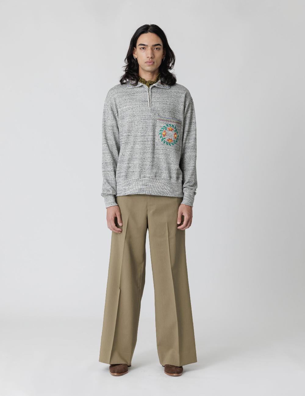 Sasquatchfabrix. HALF ZIP SWEATSHIRT “FLOWERS” 25SS-CSS-009