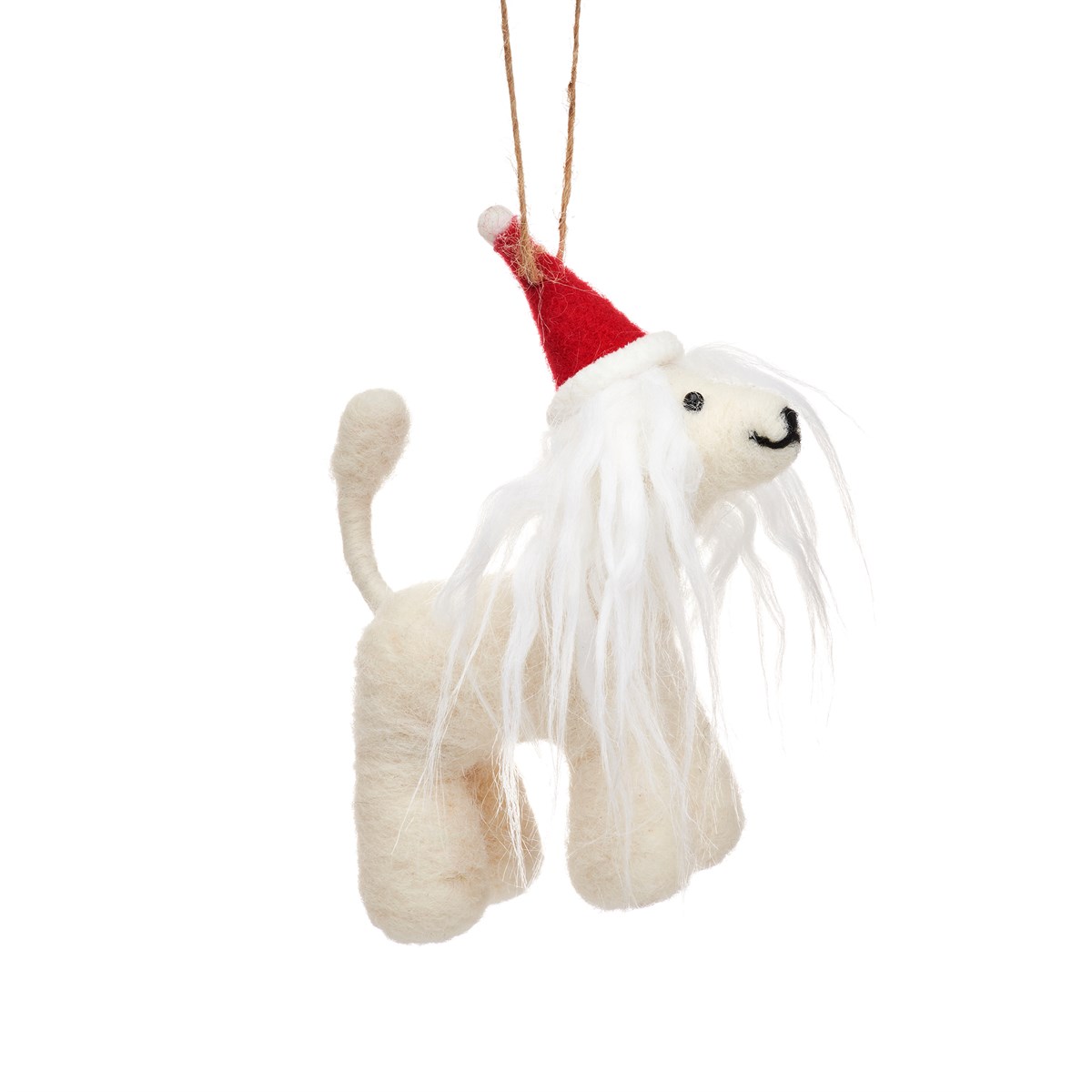 sass & bell Afghan Hound in Santa Hat Hanging Decoration