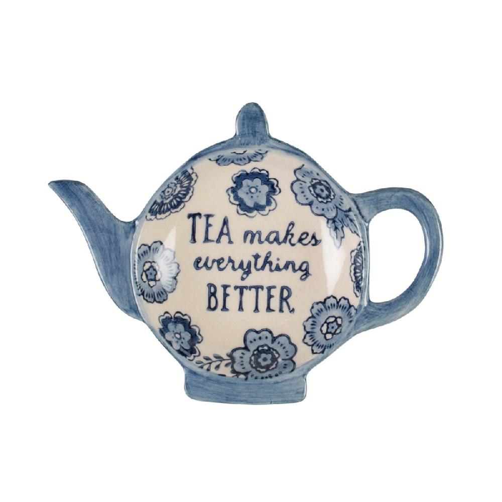 sass & bell Blue Willow Floral Tea Lovers Tea Bag Dish