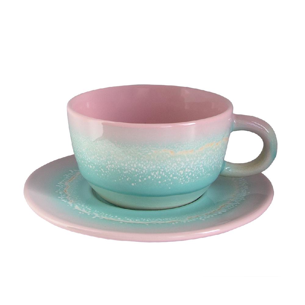 sass & bell Pastel Ombre Tea Cup & Saucer Set Pink & Green