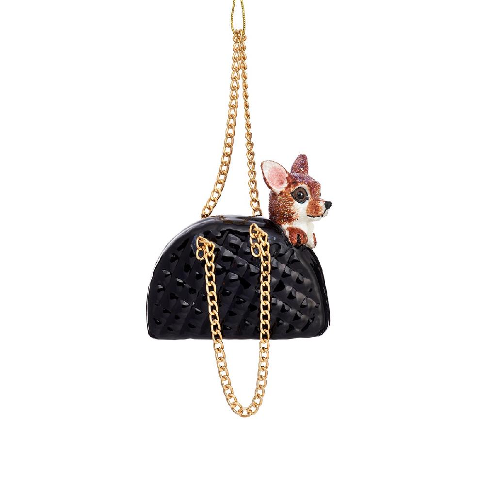 sass & bell Chihuahua in a Handbag Shaped Bauble