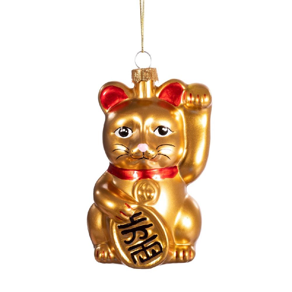 sass & bell Gold Lucky Cat Shaped Bauble