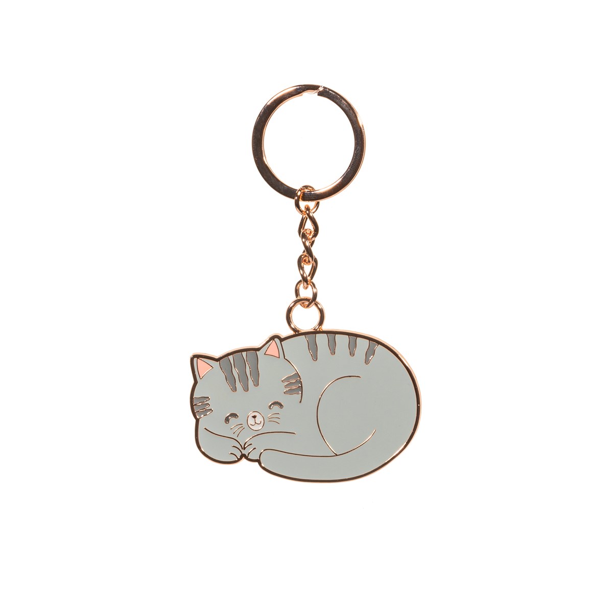 sass & bell Grey Cat Enamel Keyring