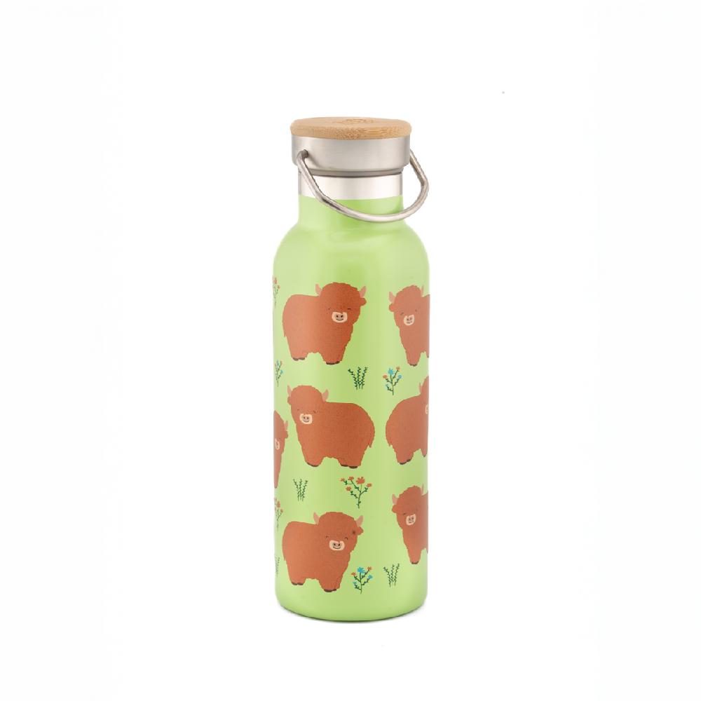 sass & bell Highland Cow Metal Water Bottle