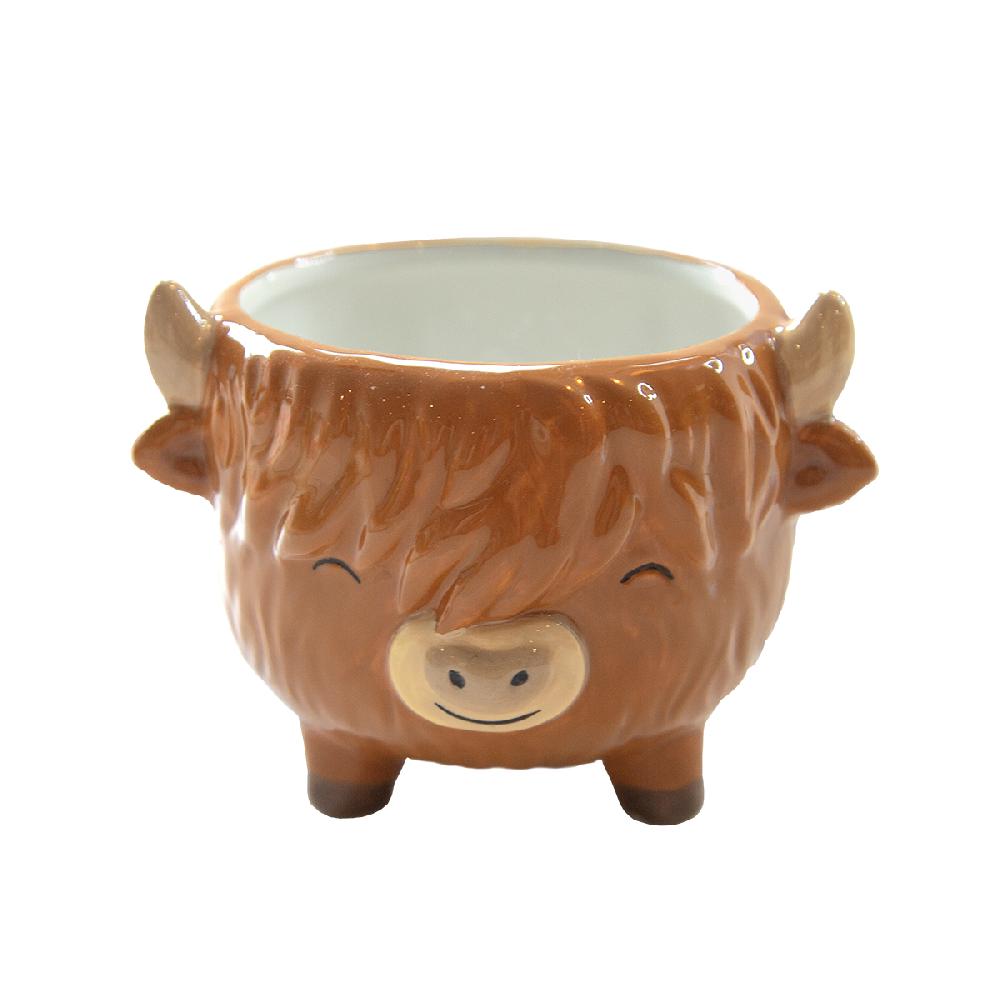 sass & bell Highland Cow Mini Planter on Legs