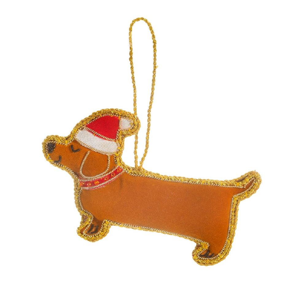 sass & bell Santa Sausage Dog Zari Decoration