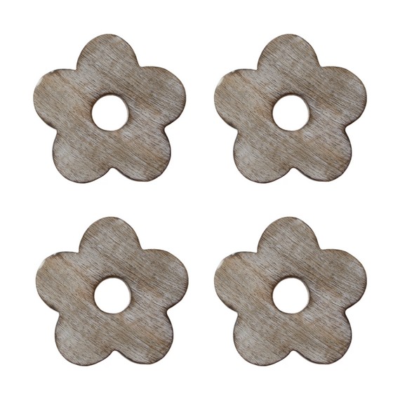sass & bell Wooden Brown Flower Coasters - Set of 4