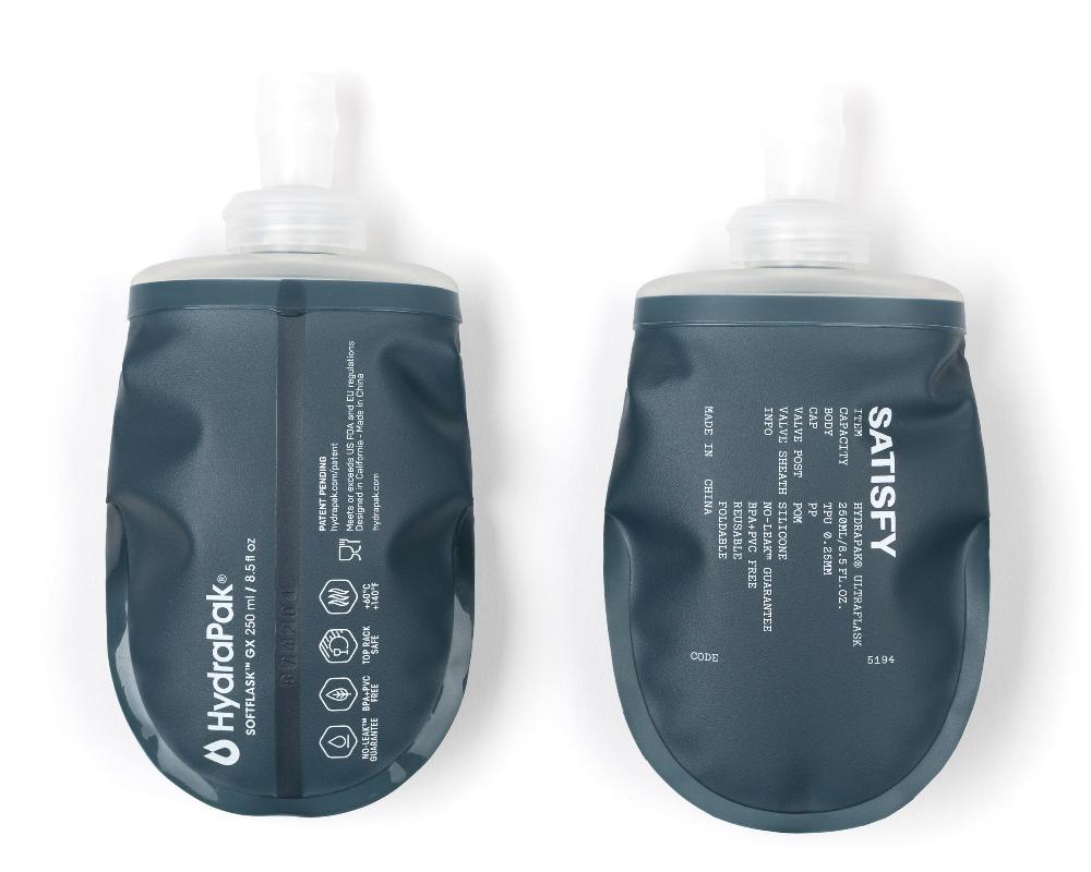 satisfy HydraPak® Soft Flask 250ml 2‑Pack Dark Slate