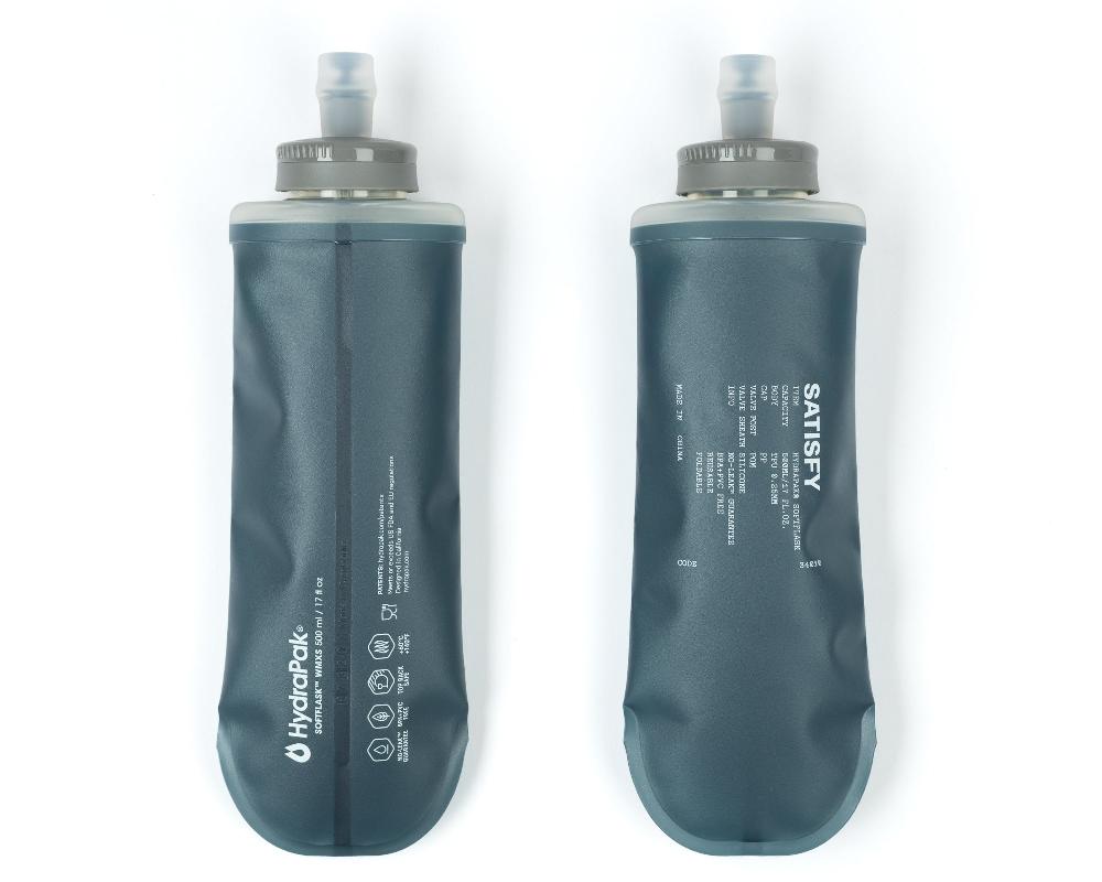 satisfy HydraPak® Soft Flask 500ml 2‑Pack Dark Slate