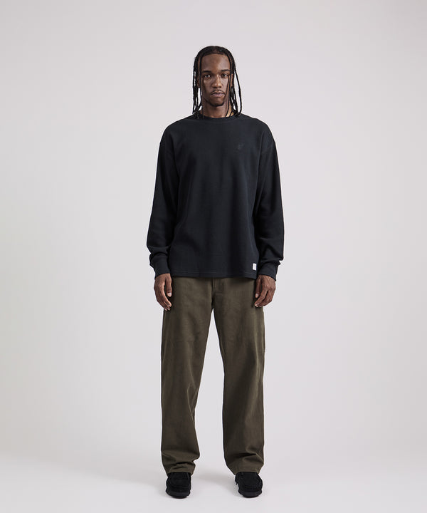 Saturdays New York City Alex Waffle Relaxed Long Sleeve Tee Black