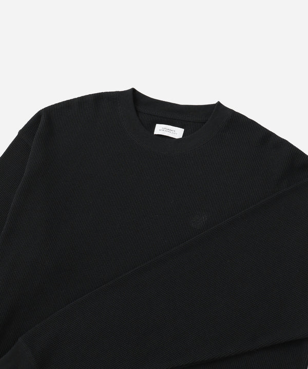 Saturdays New York City Alex Waffle Relaxed Long Sleeve Tee Black