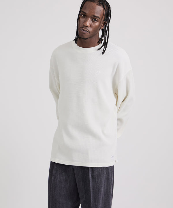 Saturdays New York City Alex Waffle Relaxed Long Sleeve Tee Off White