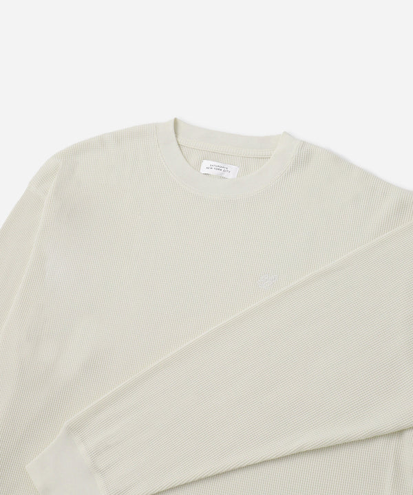 Saturdays New York City Alex Waffle Relaxed Long Sleeve Tee Off White