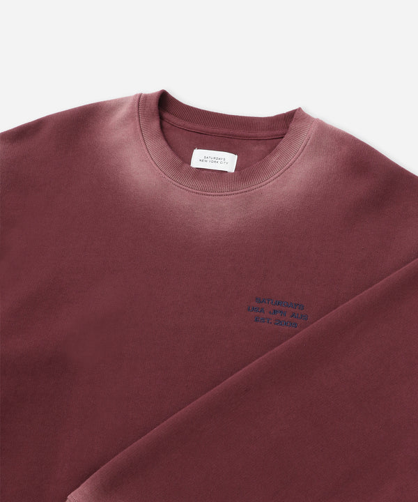 Saturdays New York City Ari Relaxed Faded Dye Sweatshirt Wine