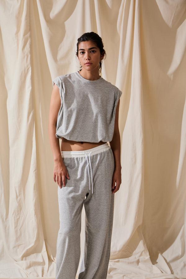 Saturdays New York City Arisa Twisted Sleeve Top Gray