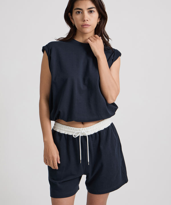 Saturdays New York City Arisa Twisted Sleeve Top Navy