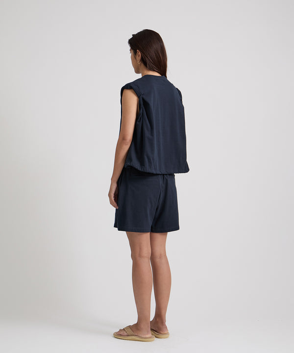 Saturdays New York City Arisa Twisted Sleeve Top Navy