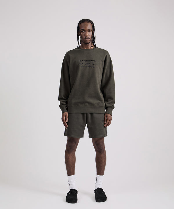 Saturdays New York City Austin Dobby Weave International Sweatshort Olive Green